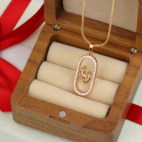 "Rose Gold Baby Feet Pendant in Sparkling Oval Frame with CZ Accents, XPPT1528 - Picture 9 of 13